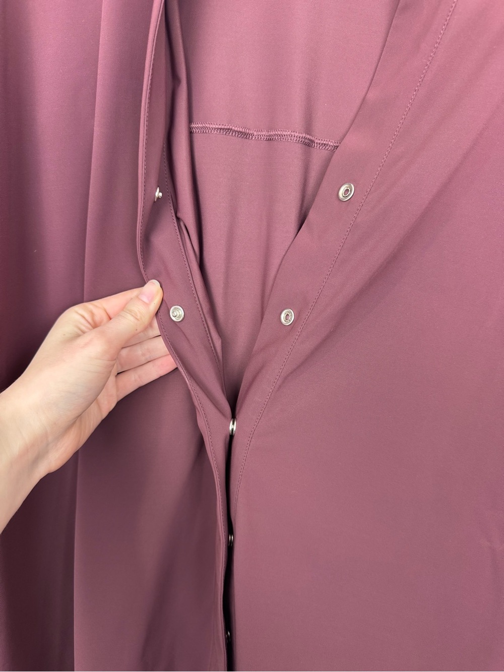 ADAY Something Borrowed Burgundy Long Sleeve Shirt Dress Snap Button Up M - Picture 3 of 8